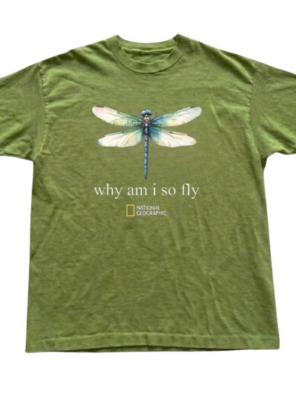 National Geographic Olive Green Dragonfly Graphic Tee